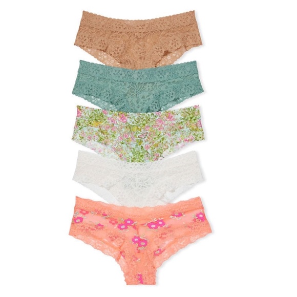 Victoria's Secret Lace Cheeky Panty Pack of 5 Multi-Colors Small NEW - Picture 2 of 2